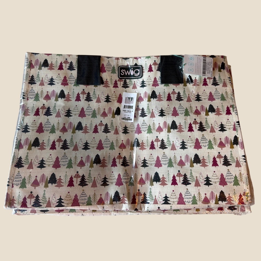 Swig Life Large Reusable Bag Tinsel Trees Christmas Tote S502-GBLG-TI NEW